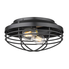 Golden 9808-FM BLK - Golden Lighting Seaport 2-light Flush Mount in Matte Black